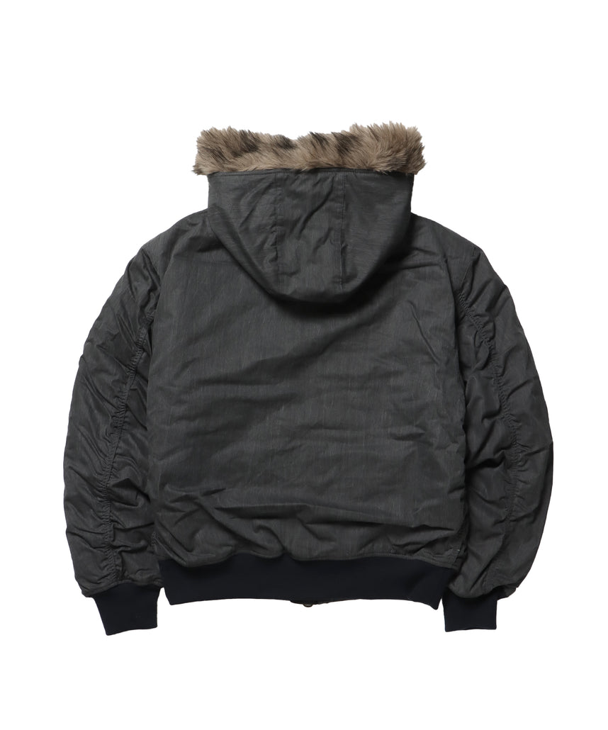 FUR SQNZ BOMBER JACKET / オーバーサイズ ジャケット アウター ブルゾン 中綿 加工 ジップ ブラック