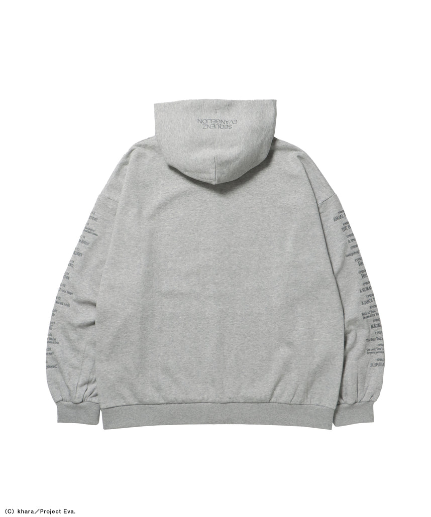 EVA BEST SCENE ZIP PK / オーバーサイズ ビッグシルエット ジップパーカー 刺繍 プリント フーディ 裏起毛 ユニセックス グレー