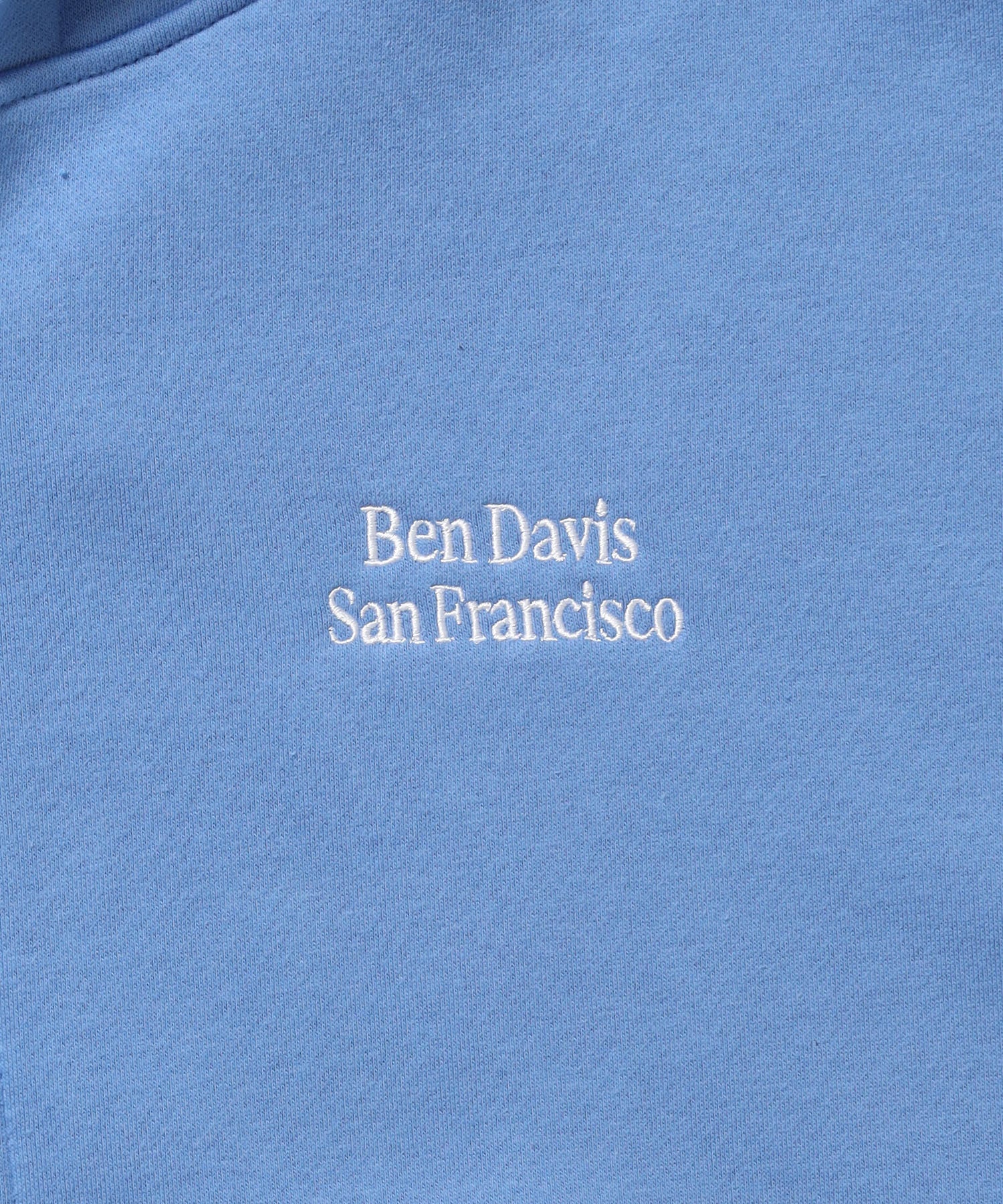 BD SWEAT ZIP HOODIE / スウェットパーカー Wジップ フーディ ワンポイント刺繍 裏起毛 ユニセックス スカイブルー