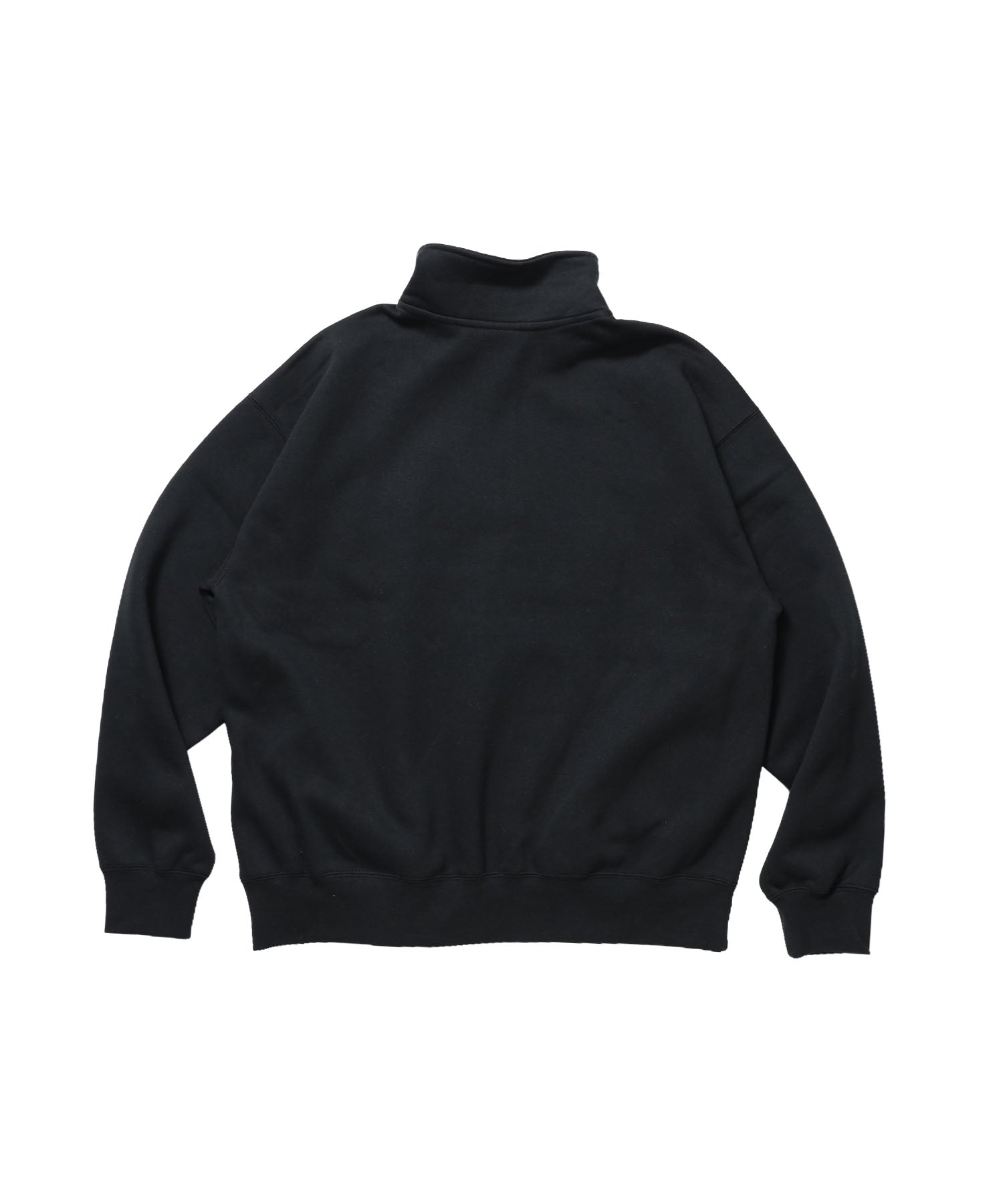 BD SWEAT HALF ZIP / スウェット ハーフジップ ワンポイント刺繍 裏起毛 サイドポケット ユニセックス ブラック