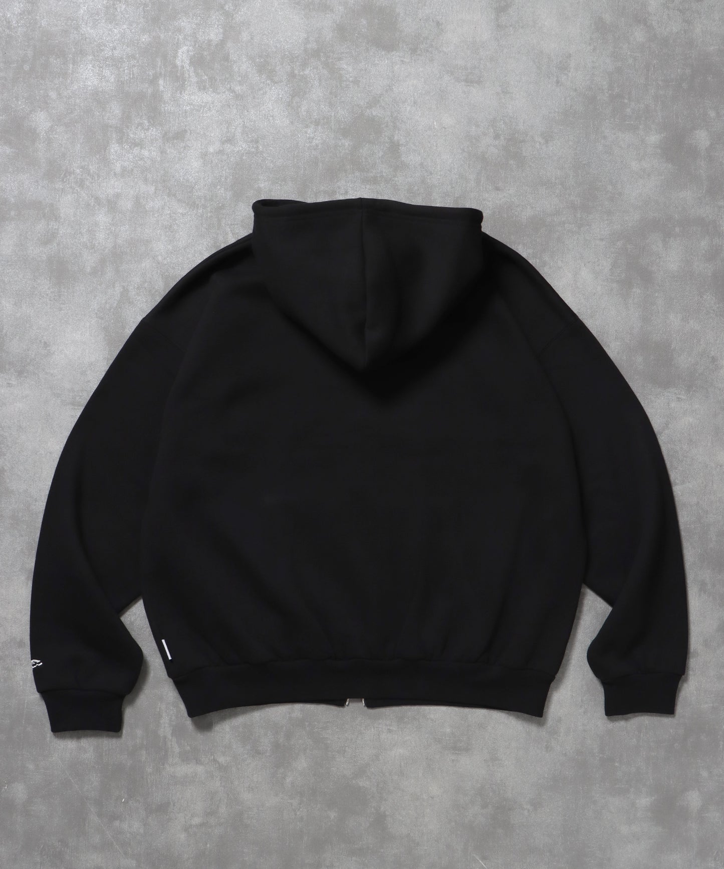 ヘビーウエイトセンターロゴ刺繍ZIPパーカー / パーカー 裏起毛 ジップ 刺繍 ロゴ フーディ バブルジップ ブラック