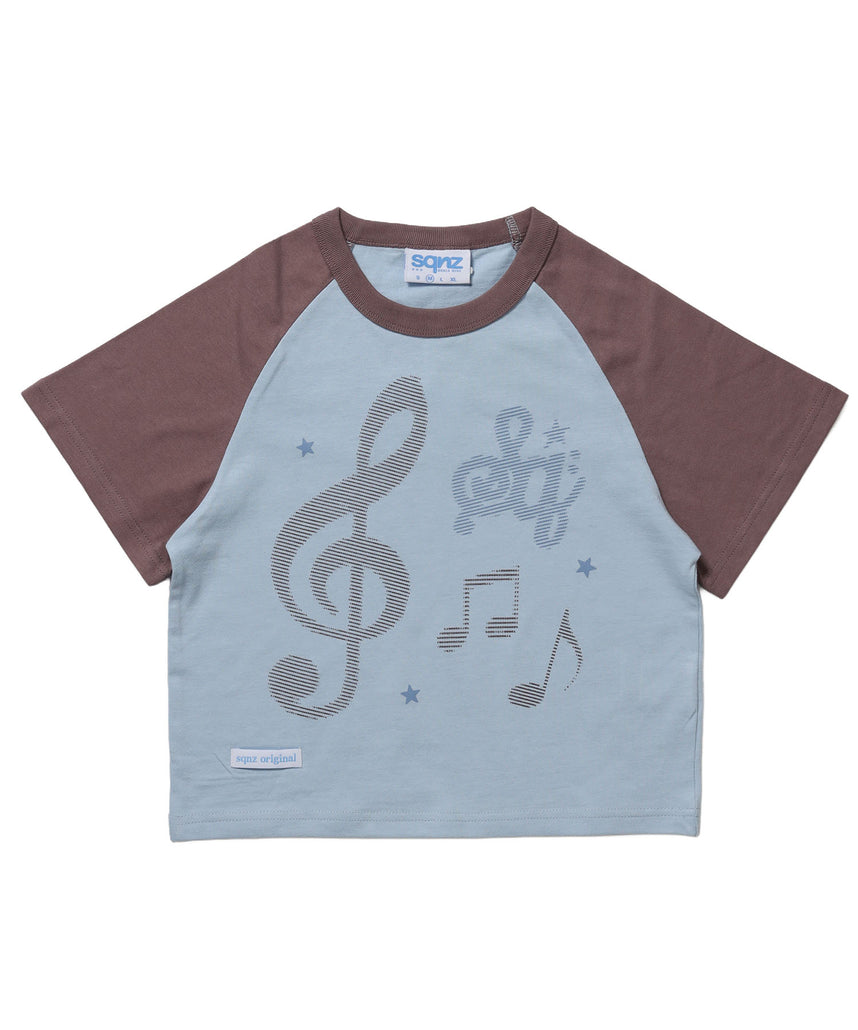 ※WEB限定 / プリントピチTシャツ / 配色ラグラン半袖Tシャツ / sqnz treble clef pt tee ブラウン