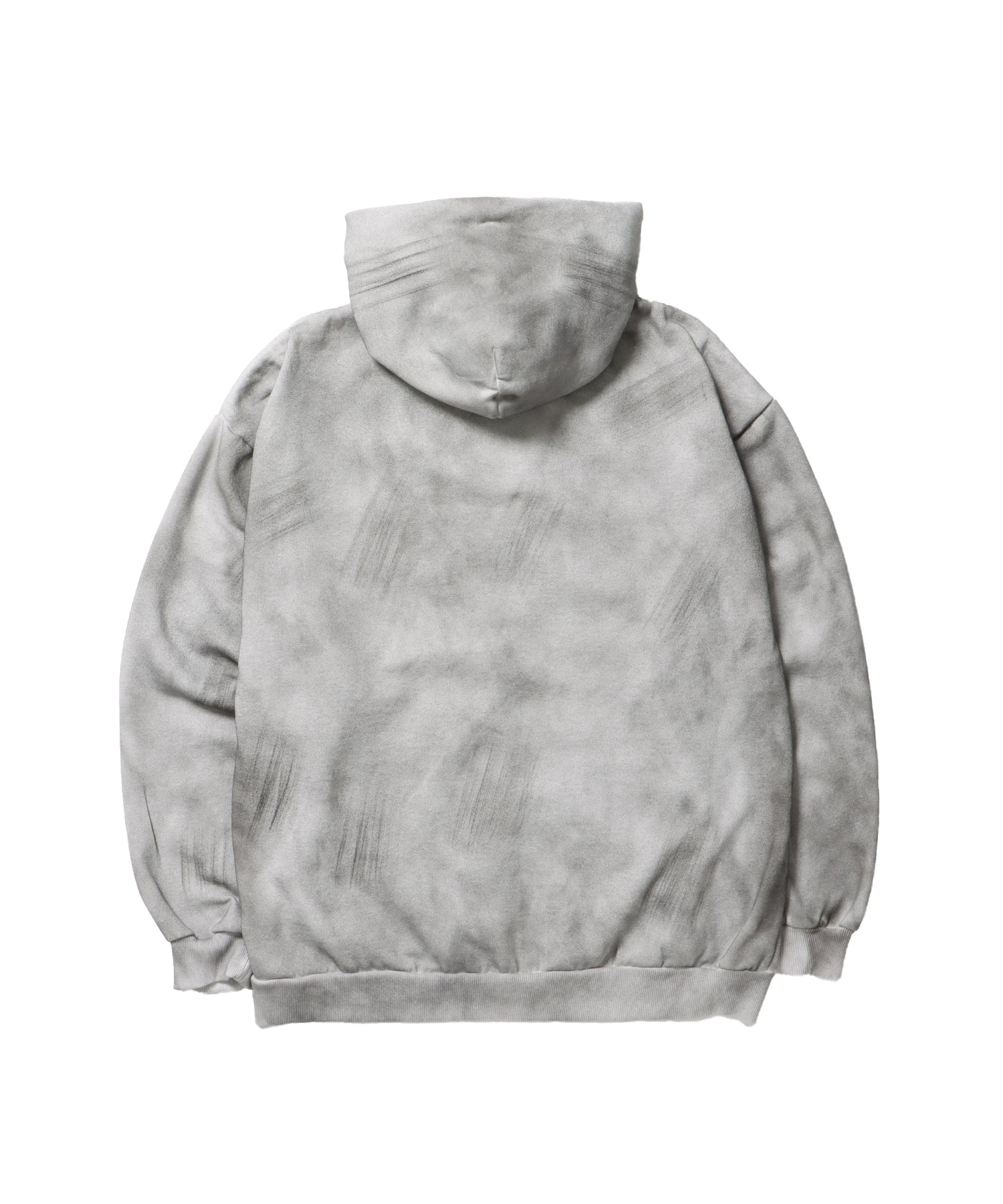 SQNZ ZIP P/K / ジップパーカー 裏起毛 フーディ スタッズ 加工 ワッペン プリント ライトグレー