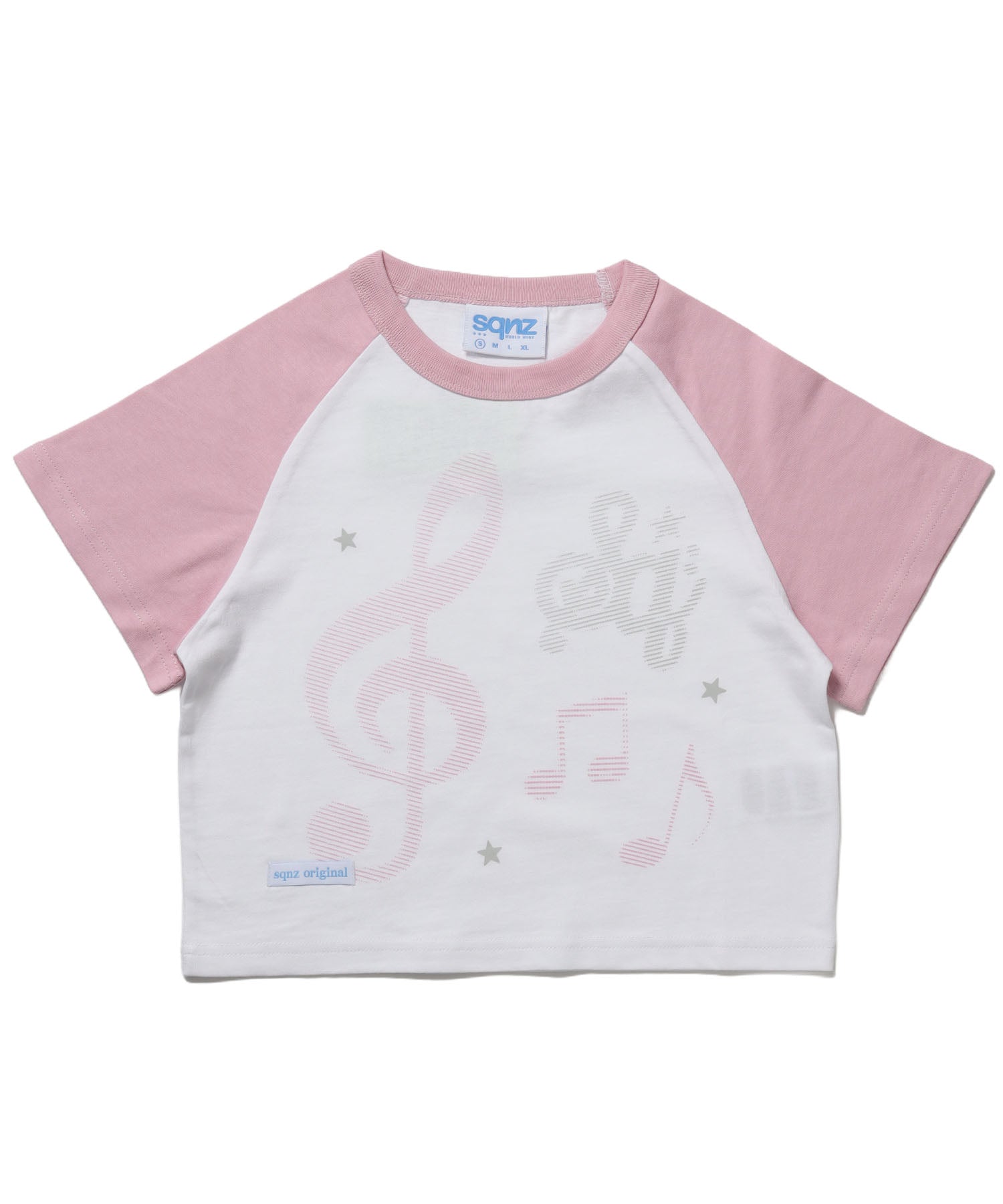 ※WEB限定 / プリントピチTシャツ / 配色ラグラン半袖Tシャツ / sqnz treble clef pt tee ピンク