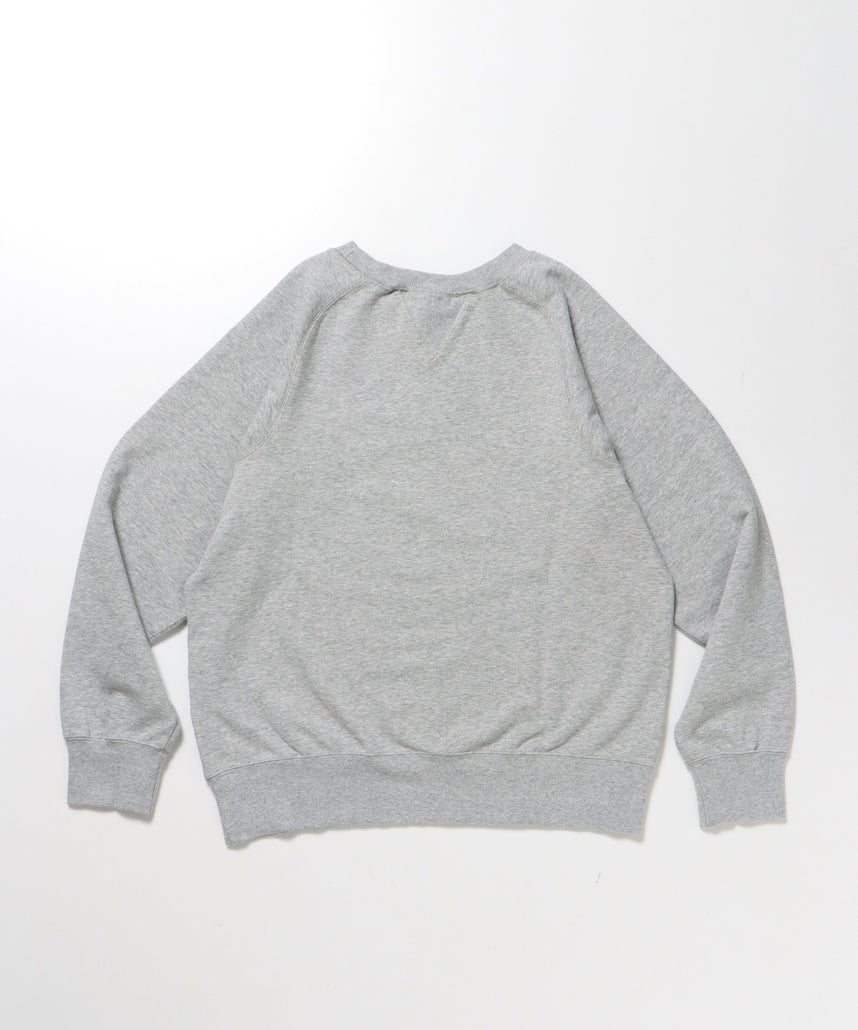 70'S FIT F-SLEEVE CREW / 加工 裏起毛 クルーネック スウェット ラグラン 短丈 裏毛 グレー