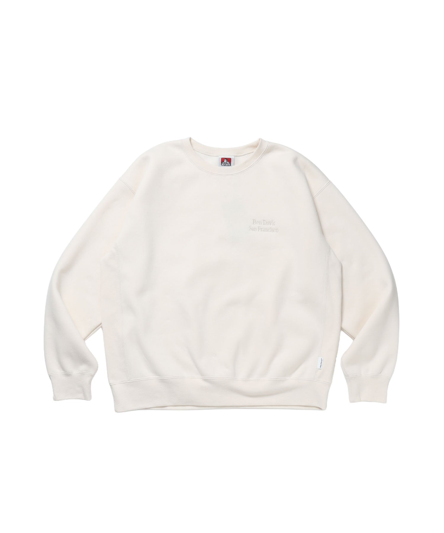 BD SWEAT CREW / スウェット クルーネック 裏起毛 ワンポイント刺繍 リサイズ ユニセックス ホワイト