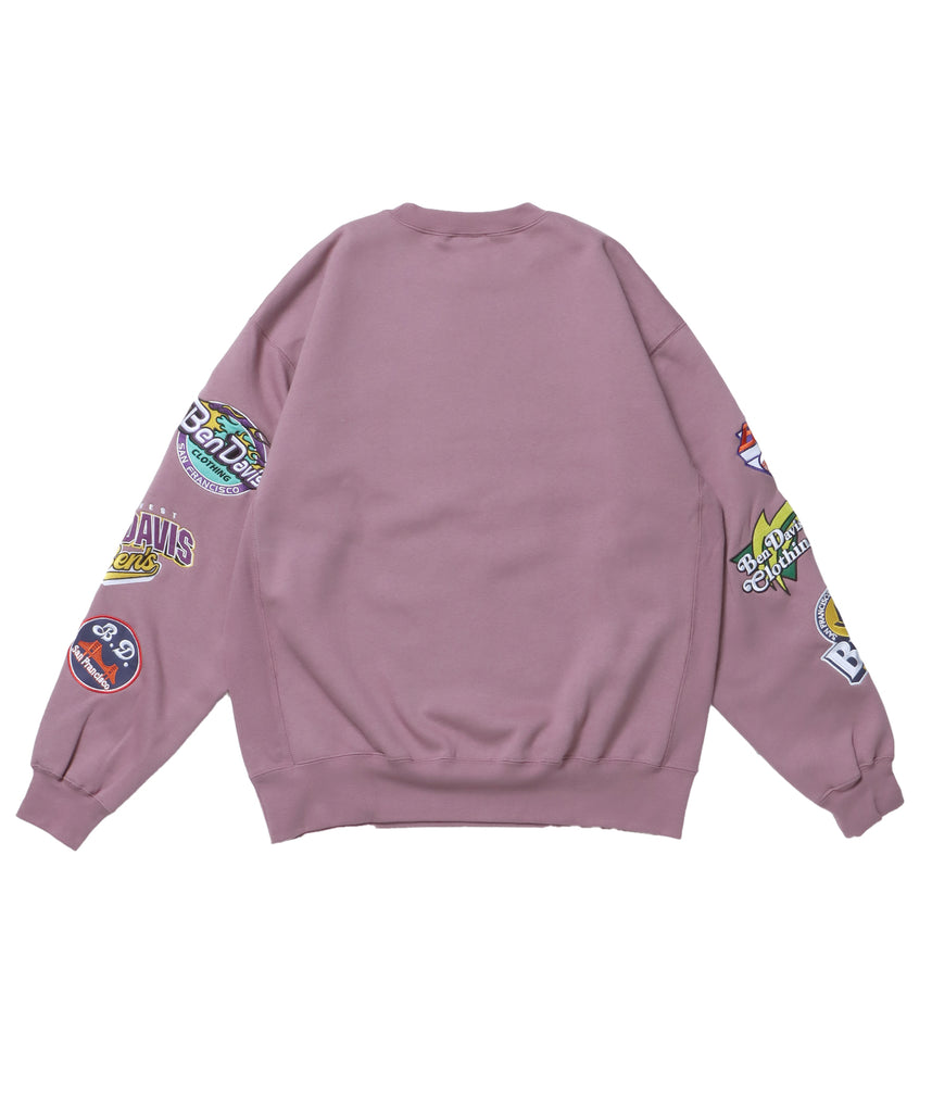 CHAMPIONSHIP PATCHED CREW NECK SWEAT / 袖ワッペン 刺繍 古着風 クルーネック スウェット グレイッシュピンク