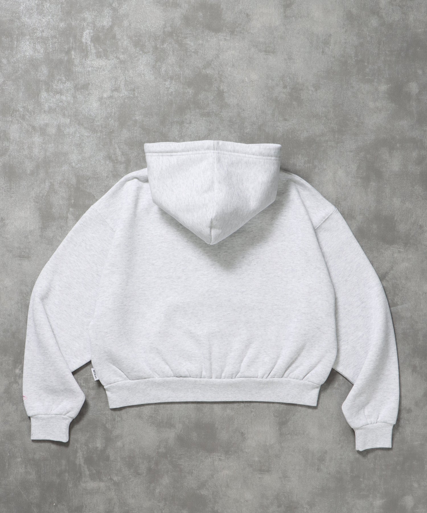 センター3D刺繍立体フードショート丈ZIPパーカー / レディース パーカー 裏起毛 ヘビーウエイト フーディ ダブルジップ 【短丈】 アッシュグレー