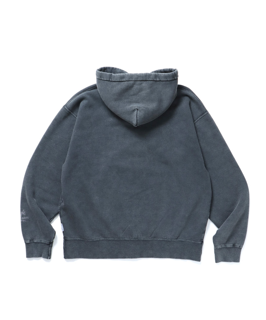 LETTERS FADED ZIP HOODIE / オーバーサイズ 裏起毛 パーカー ジップ フード ヴィンテージライク ブラック
