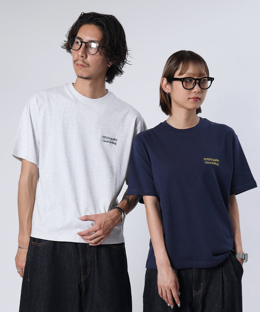 ワンポイント刺繍ショート丈Tシャツ / Tシャツ 短丈 クルーネック 半袖 刺繍 ワンポイント アッシュグレー