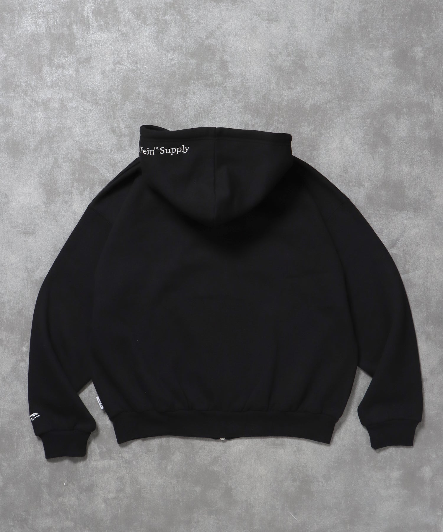 ヘビーウエイトフード刺繍ロゴジップパーカー / パーカー 裏起毛 ジップ 刺繍 ロゴ フーディ ダブルジップ ブラック