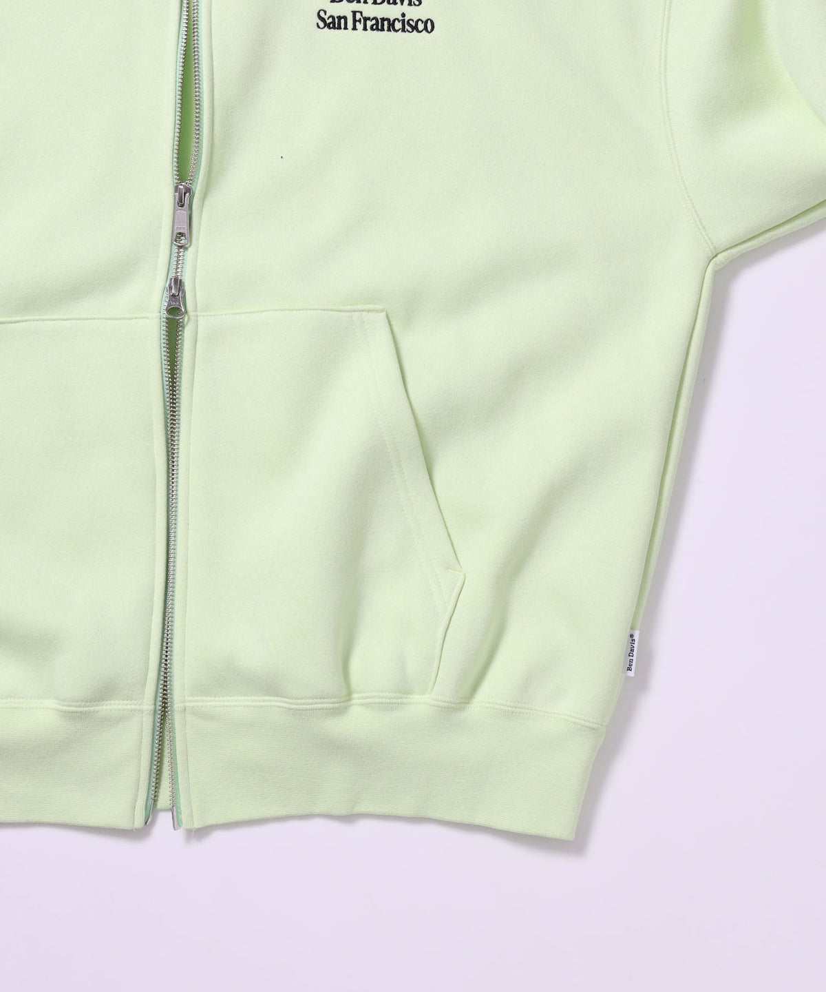 BD SWEAT ZIP HOODIE / スウェットパーカー Wジップ フーディ ワンポイント刺繍 裏起毛 ユニセックス ミント