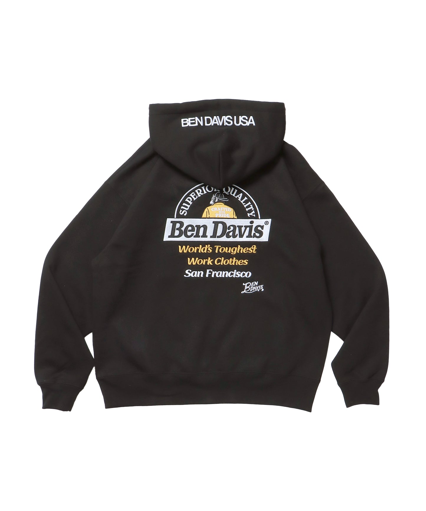 BD LABEL EMB HOODIE / フーディ プルパーカー ヘビーウェイト ワンポイント 刺繍 裏起毛 ブラック
