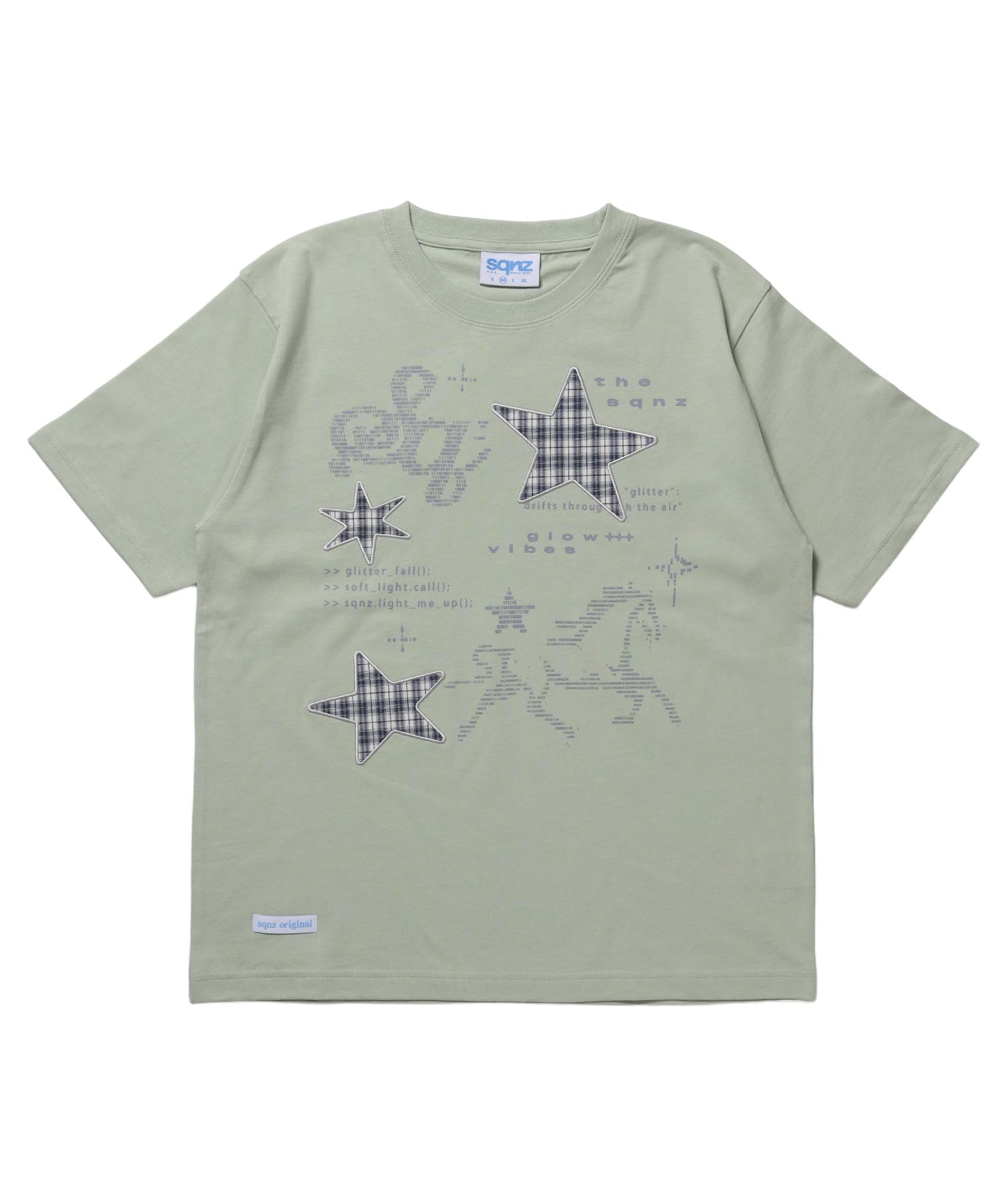 ※WEB限定 / ワッペン×チェック / モチーフデザイン半袖Tシャツ / sqnz motif applique tee / ミント