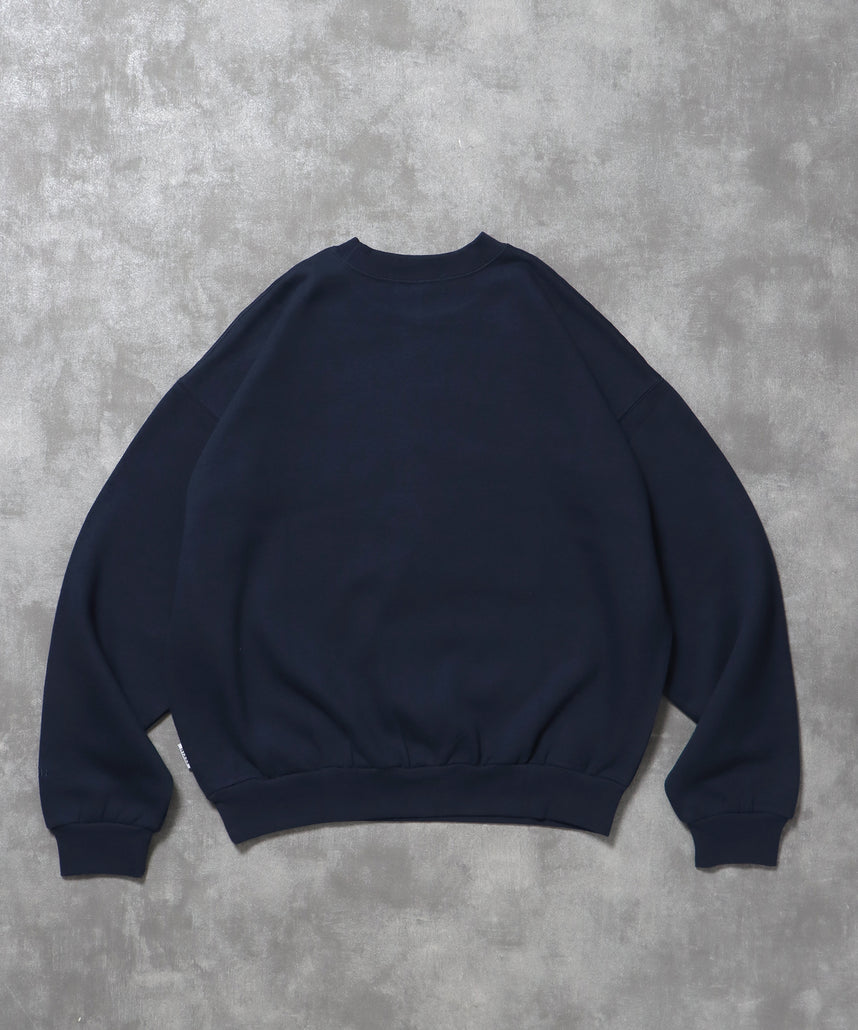 ワンポイントロゴプルオーバースウェット / 刺繍 ワンポイント シンプル ノームコア 綺麗目 シティガール シティボーイ 裏起毛 ネイビー