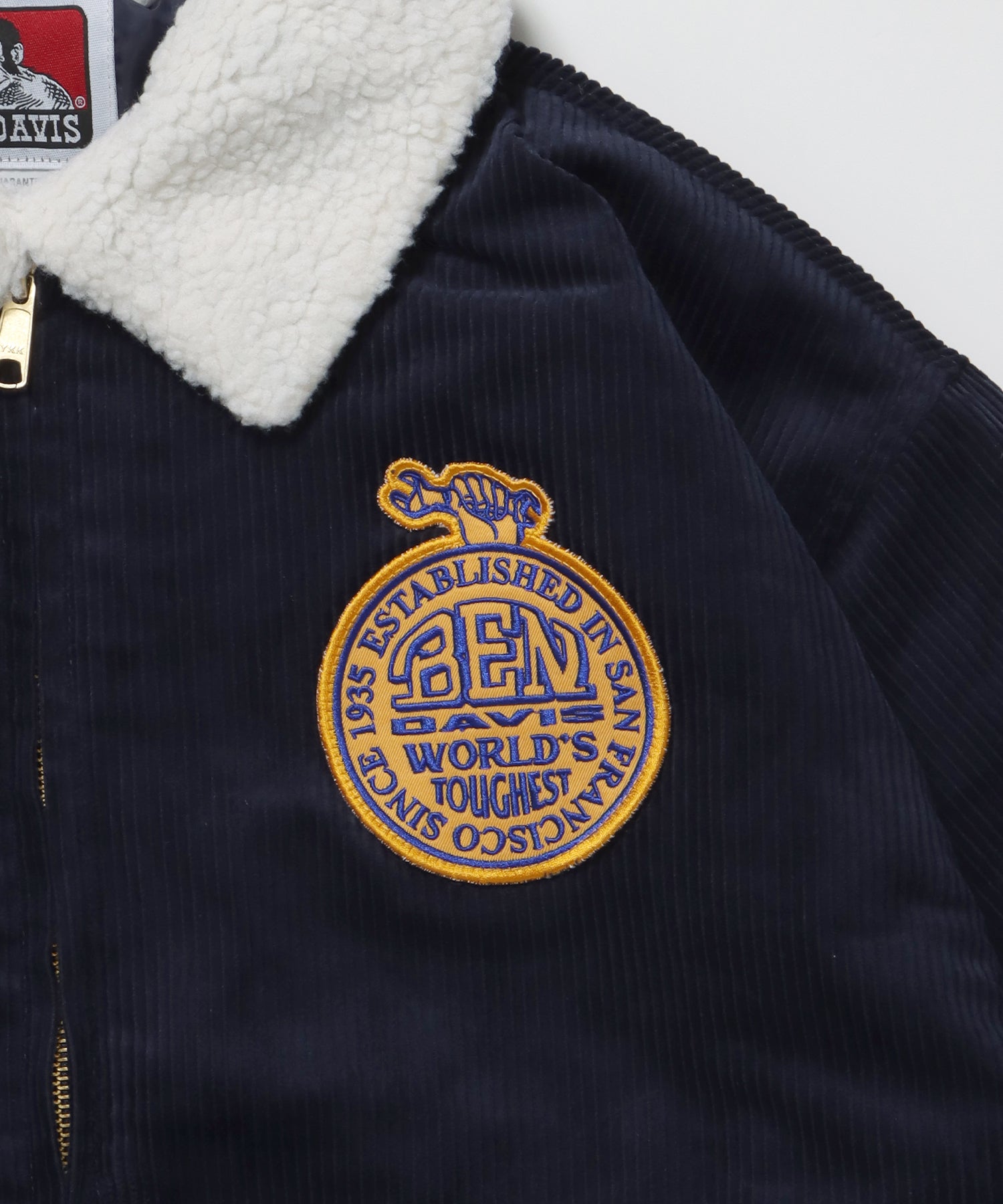REMOVAL BOA COLLAR CORD JACKET /ジャケット ボア 刺繍 ワッペン スイングトップ ネイビー