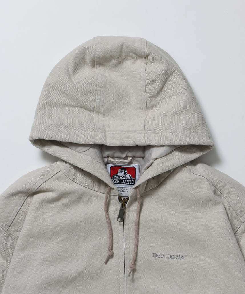 WORKERS PARKA / ジップパーカー フーディ 中綿 キルト ワークジャケット ダブルジップ アイボリー