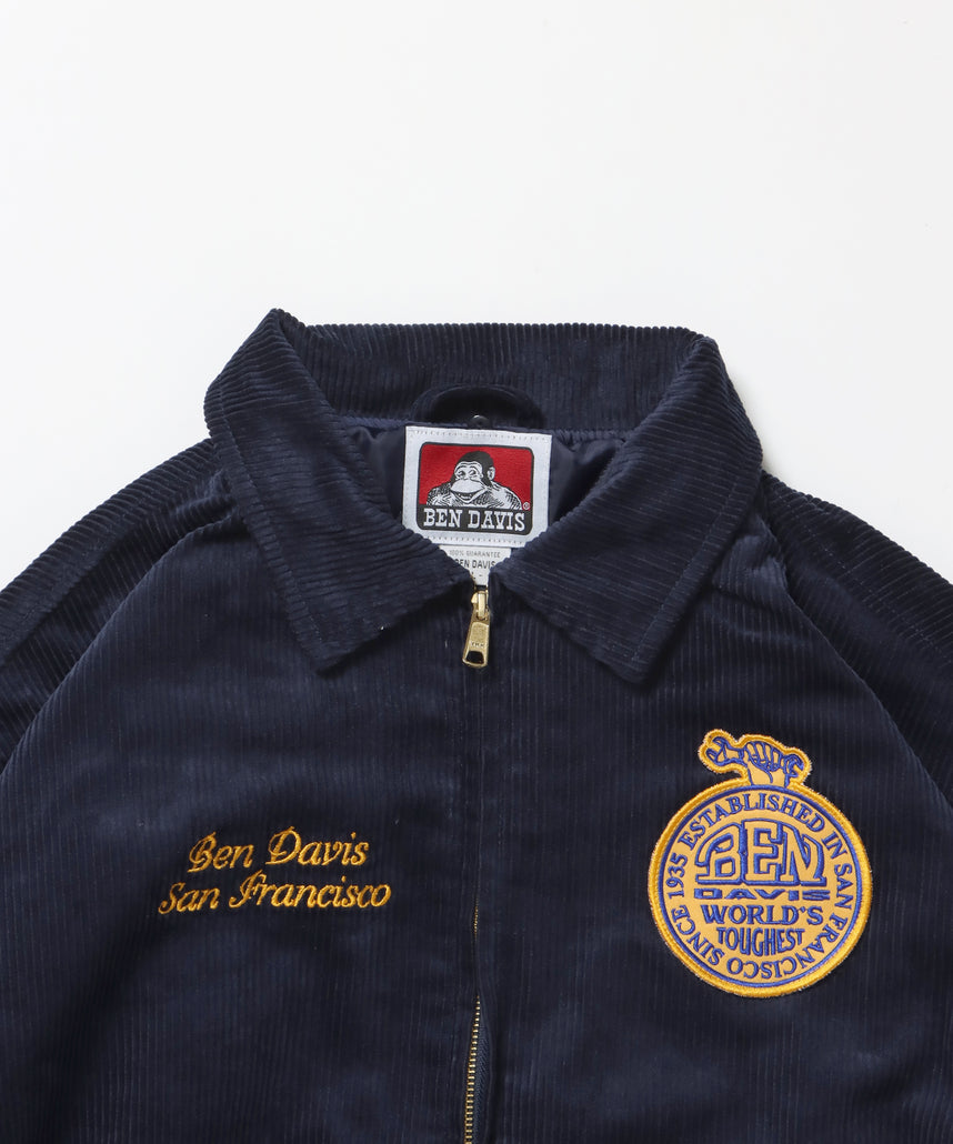REMOVAL BOA COLLAR CORD JACKET /ジャケット ボア 刺繍 ワッペン スイングトップ ネイビー