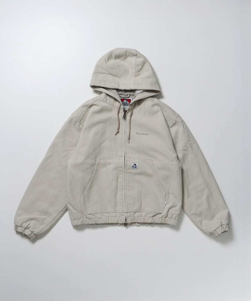 WORKERS PARKA / ジップパーカー フーディ 中綿 キルト ワークジャケット ダブルジップ アイボリー