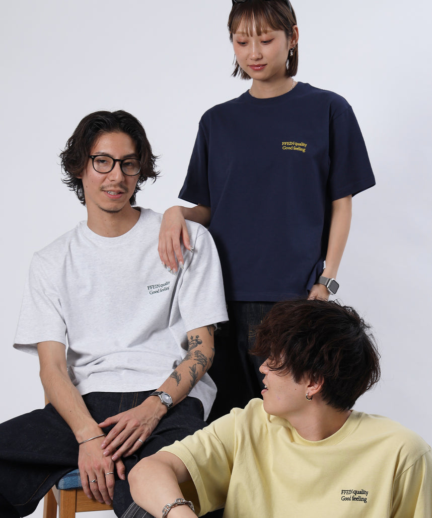ワンポイント刺繍ショート丈Tシャツ / Tシャツ 短丈 クルーネック 半袖 刺繍 ワンポイントレモン イエロー