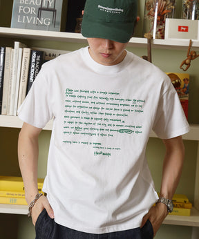 手書きメッセージショート丈Tシャツ / Tシャツ クルーネック 半袖 プリント 【短丈】 ホワイト