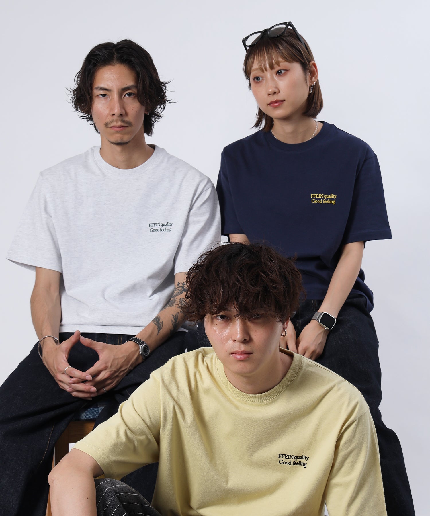 ワンポイント刺繍ショート丈Tシャツ / Tシャツ 短丈 クルーネック 半袖 刺繍 ワンポイントレモン イエロー