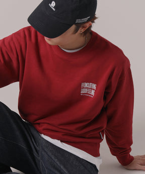 ヘビーウエイトワンポイント刺繍スウェット / スウェット トレーナー 裏毛 クルーネック ワンポイント レッド