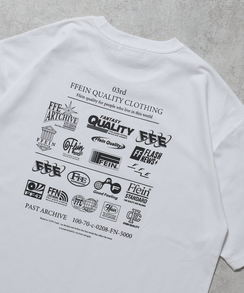 企業ロゴプリントオーバーサイズTシャツ / 半袖 ダイナー ブランドロゴ バックプリント ホワイト