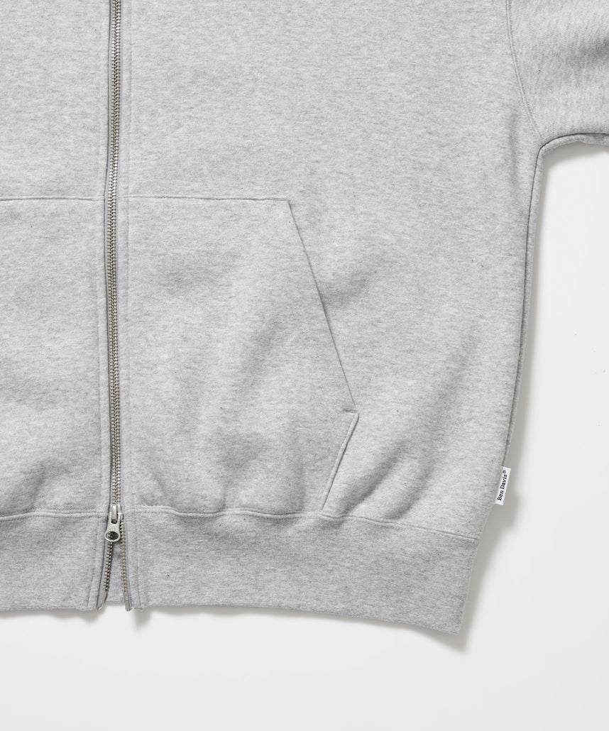 BD SWEAT ZIP HOODIE / スウェットパーカー Wジップ フーディ ワンポイント刺繍 裏起毛 ユニセックス グレー