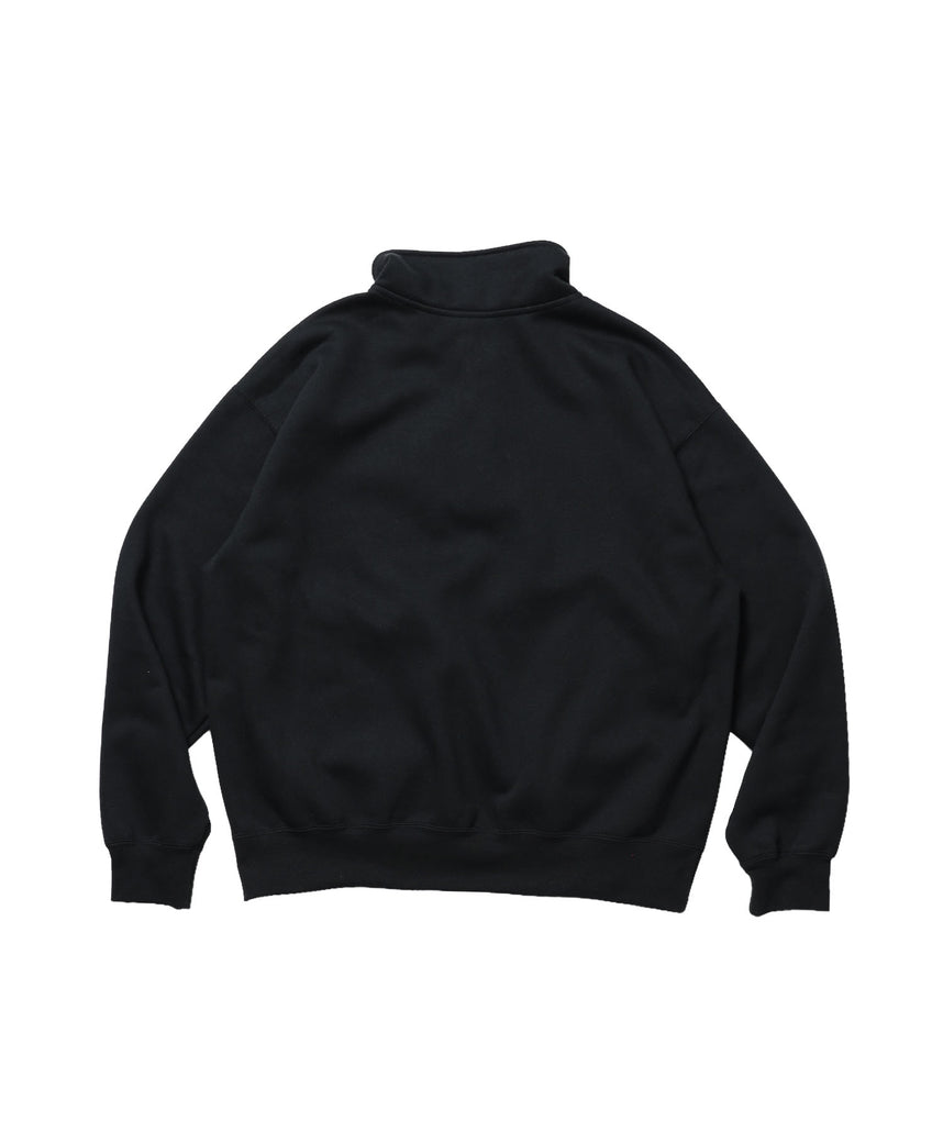 BD SWEAT SNAP P/O / スウェット ハイネック ボタン 裏起毛 ワンポイント刺繍 ユニセックス ブラック