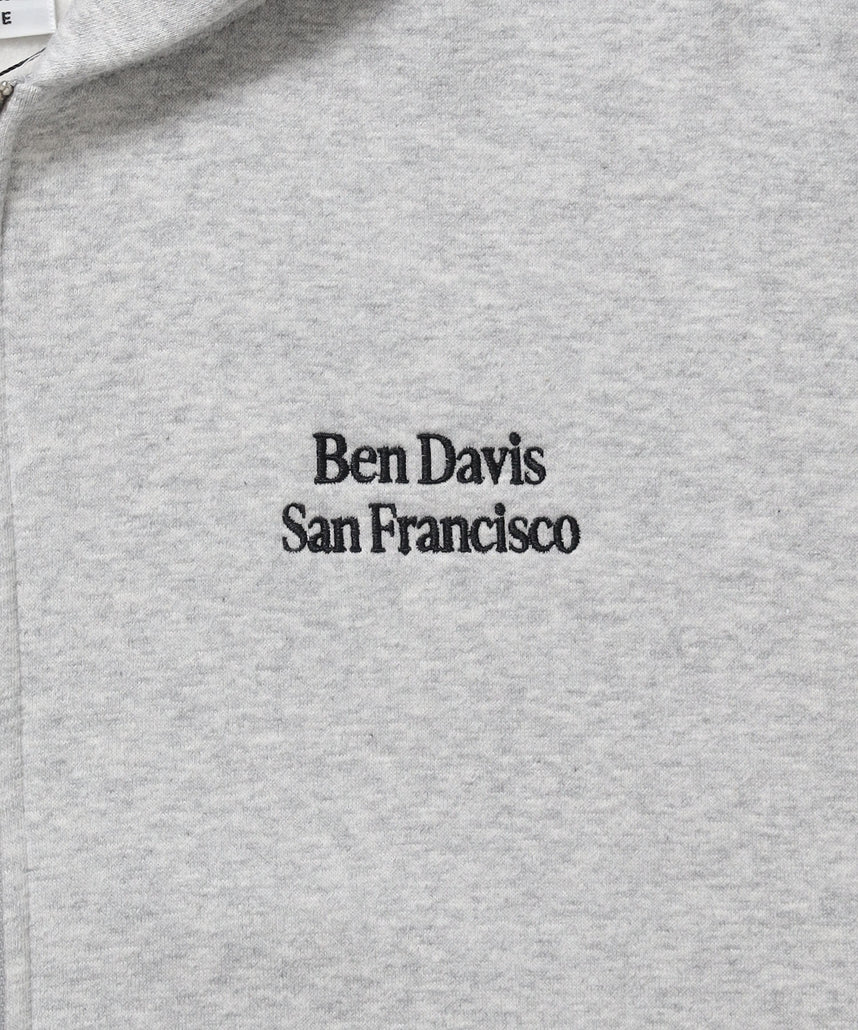 BD SWEAT ZIP HOODIE / スウェットパーカー Wジップ フーディ ワンポイント刺繍 裏起毛 ユニセックス グレー