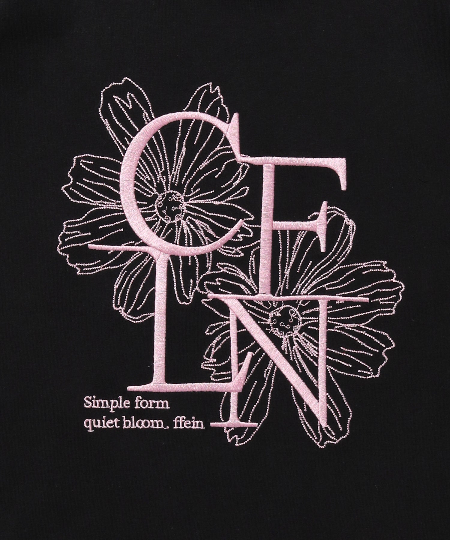 フラワー刺繍ロゴショート丈Tシャツ / Tシャツ クルーネック 半袖 刺繍 花柄 【短丈】 ブラック