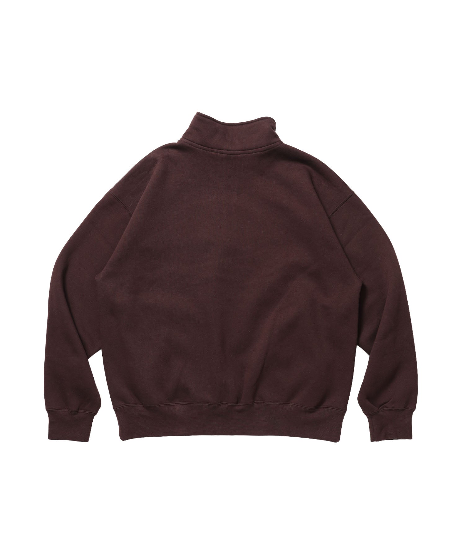 BD SWEAT HALF ZIP / スウェット ハーフジップ ワンポイント刺繍 裏起毛 サイドポケット ユニセックス ブラウン