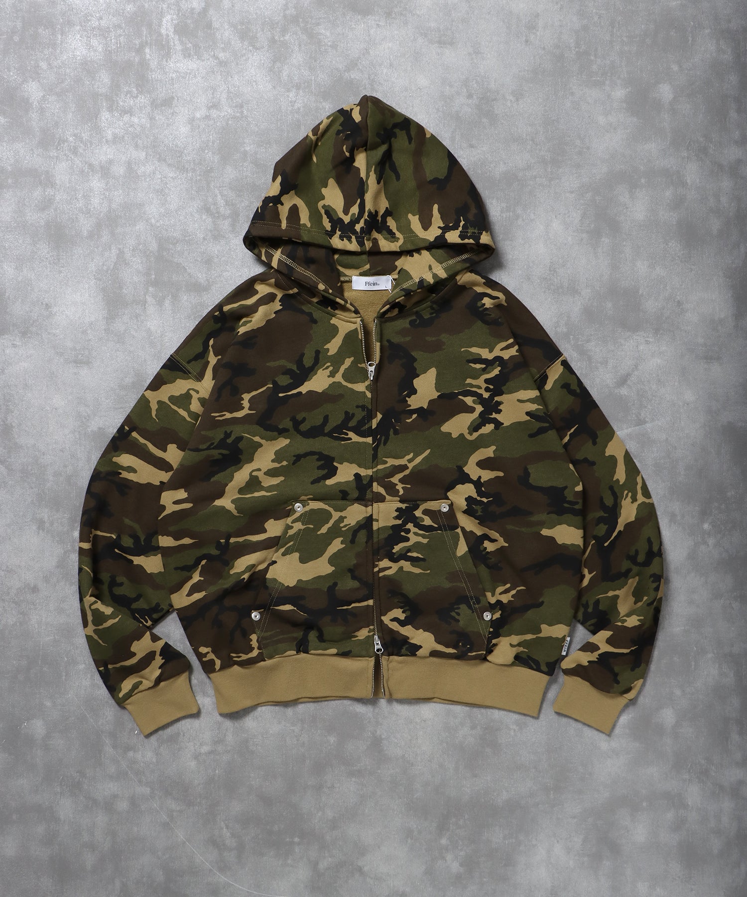 切り替えリベットジップパーカー 12oz / リベット ジップ パーカー 裏毛 フーディ 柄80