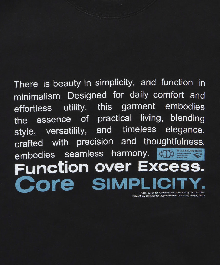 ヘビーウエイトメッセージスウェット / 裏起毛 スウェット クルーネック ワンポイント プリント ブラック