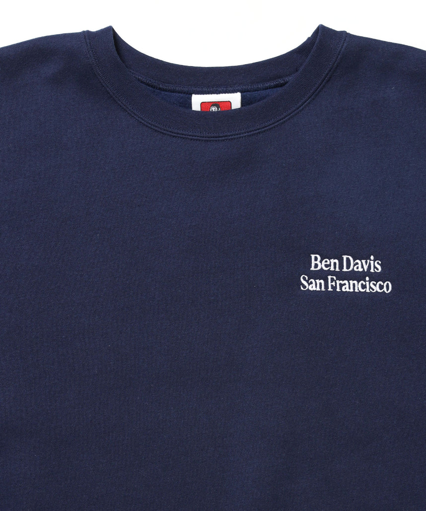 BD SWEAT CREW / スウェット クルーネック 裏起毛 ワンポイント刺繍 リサイズ ユニセックス ネイビー