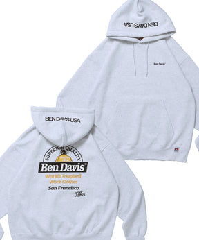 BD LABEL EMB HOODIE / フーディ プルパーカー ヘビーウェイト ワンポイント 刺繍 裏起毛 アッシュグレー
