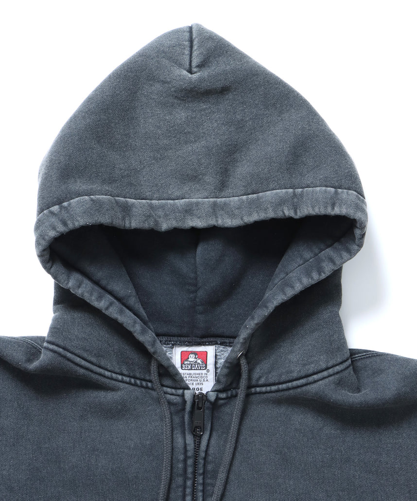 LETTERS FADED ZIP HOODIE / オーバーサイズ 裏起毛 パーカー ジップ フード ヴィンテージライク ブラック