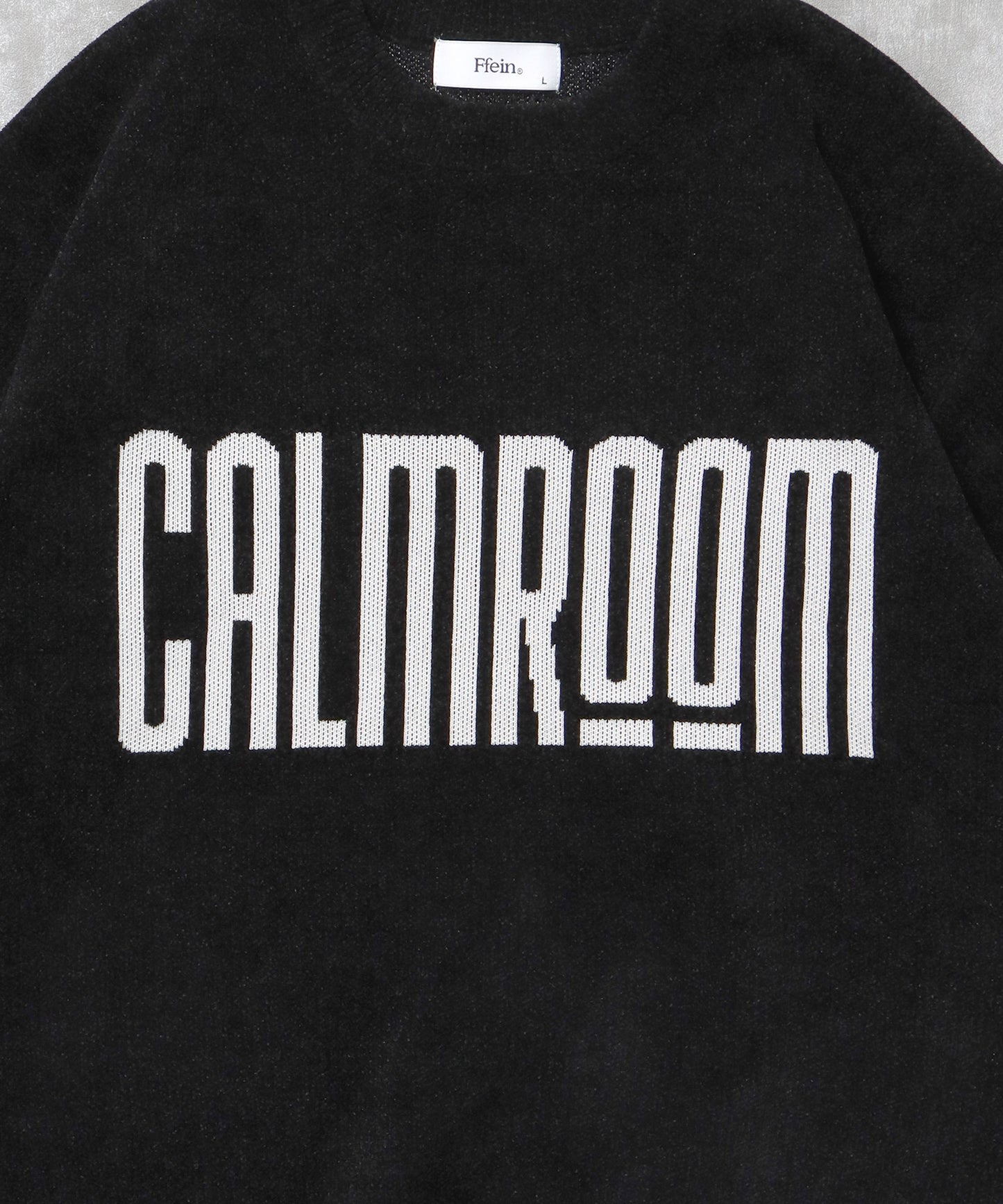 デカロゴニットプルオーバー / ニット ロゴ クルーネック モール ブラック