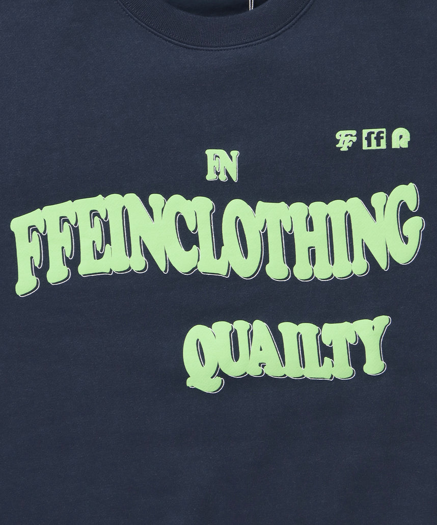 ヘビーウエイトウェーブロゴスウェット / 裏起毛 スウェット クルーネック ワンポイント プリント ネイビー