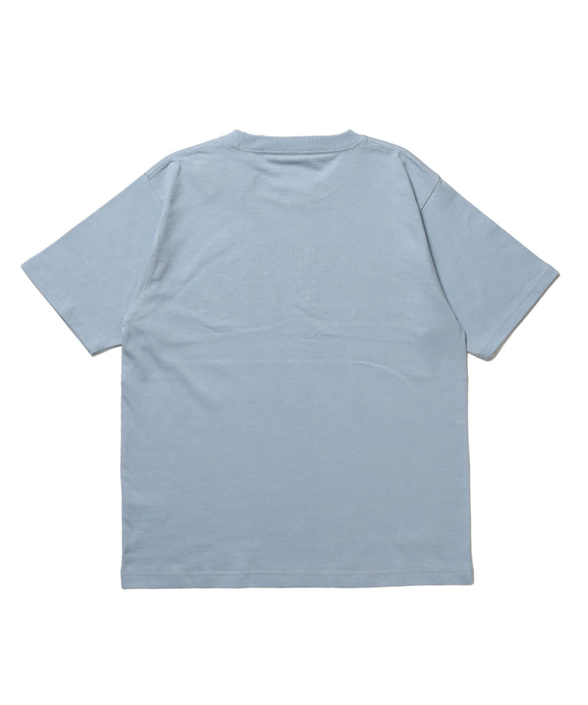 ※WEB限定 / ユニセックス / ロゴ加工風スタッズ半袖Tシャツ / sqnz studs faint logo tee / ライトブルー