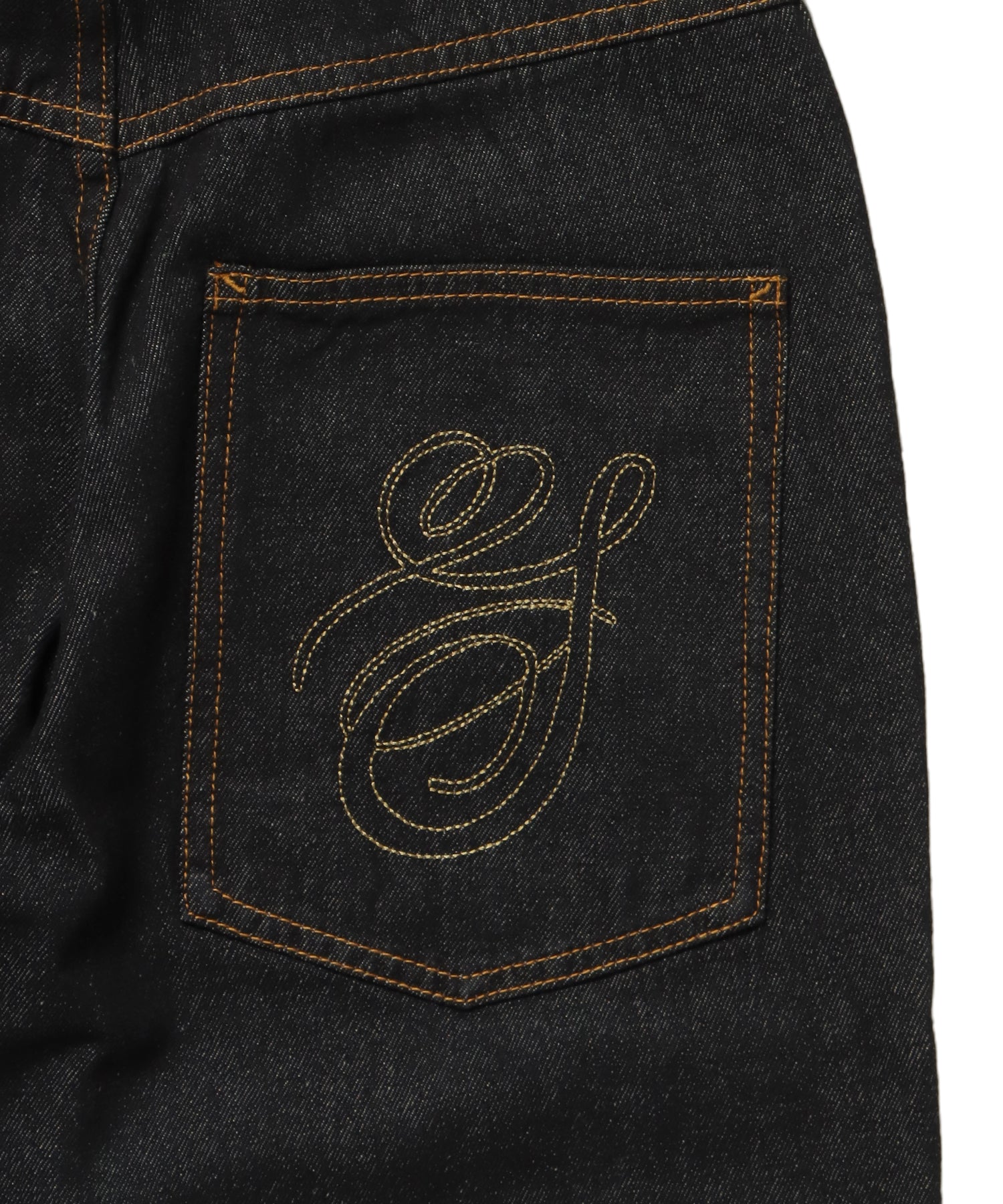 sqnz carve logo ladies denim / パンツ デニム リジッド 加工 カーブ 刺繍 ブラック