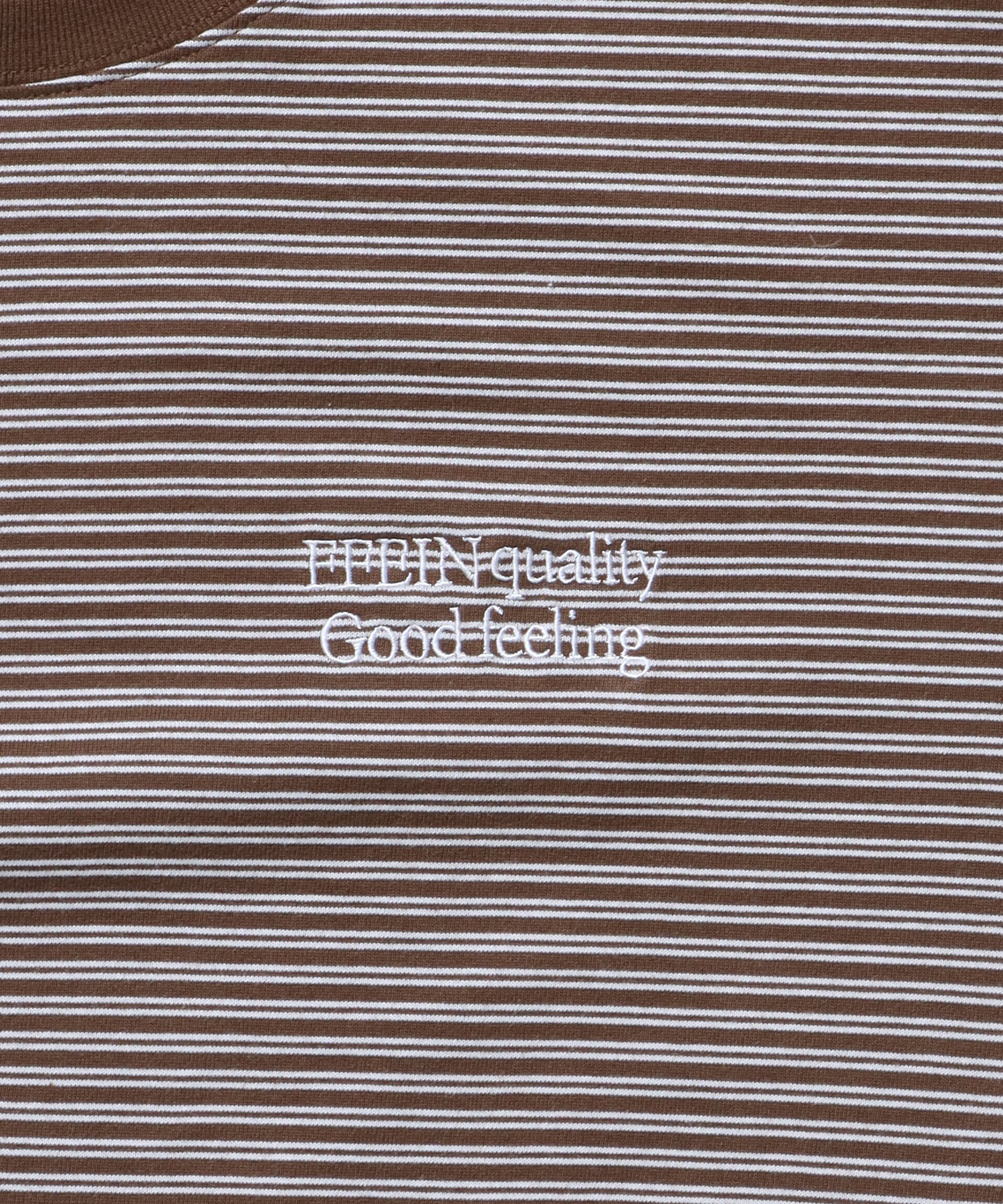 ロゴ刺繍マルチボーダーロングスリーブTシャツ ブラウン