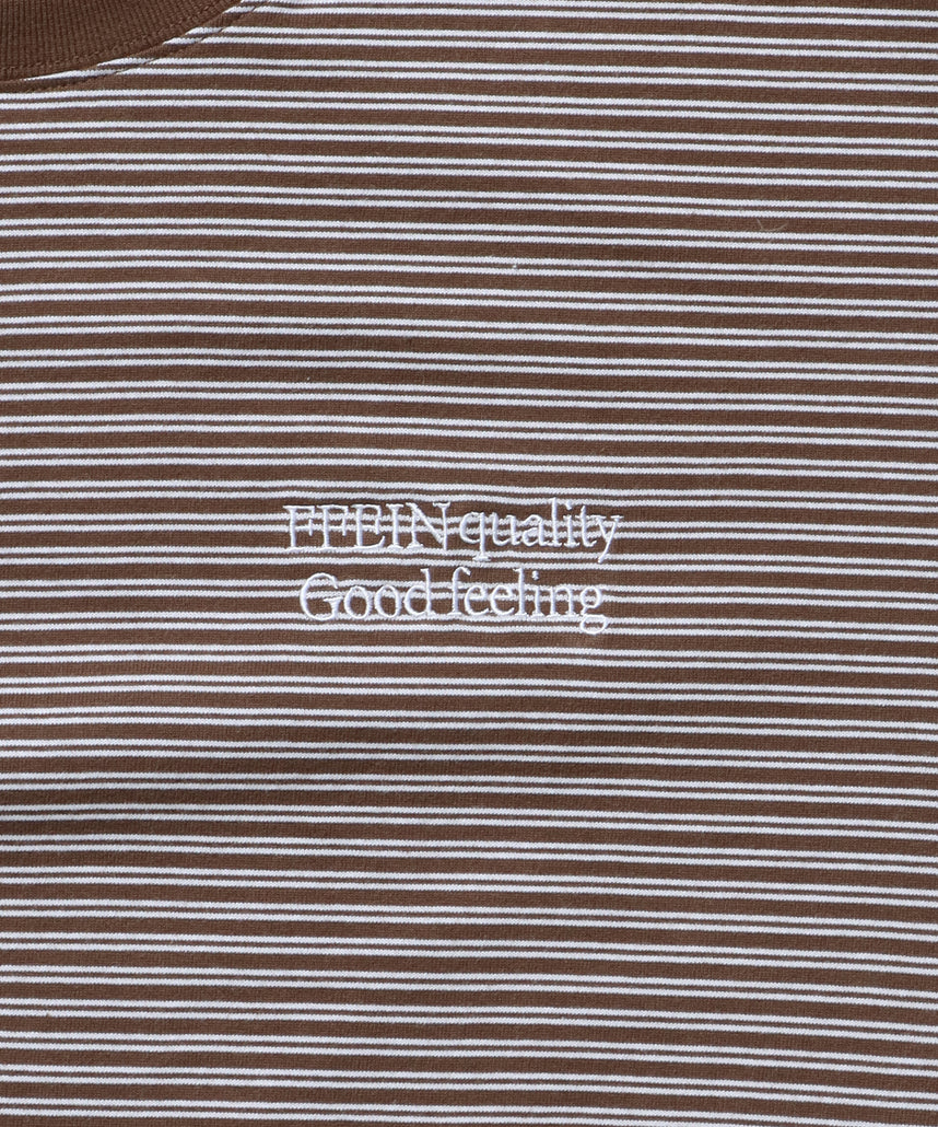 ロゴ刺繍マルチボーダーロングスリーブTシャツ ブラウン