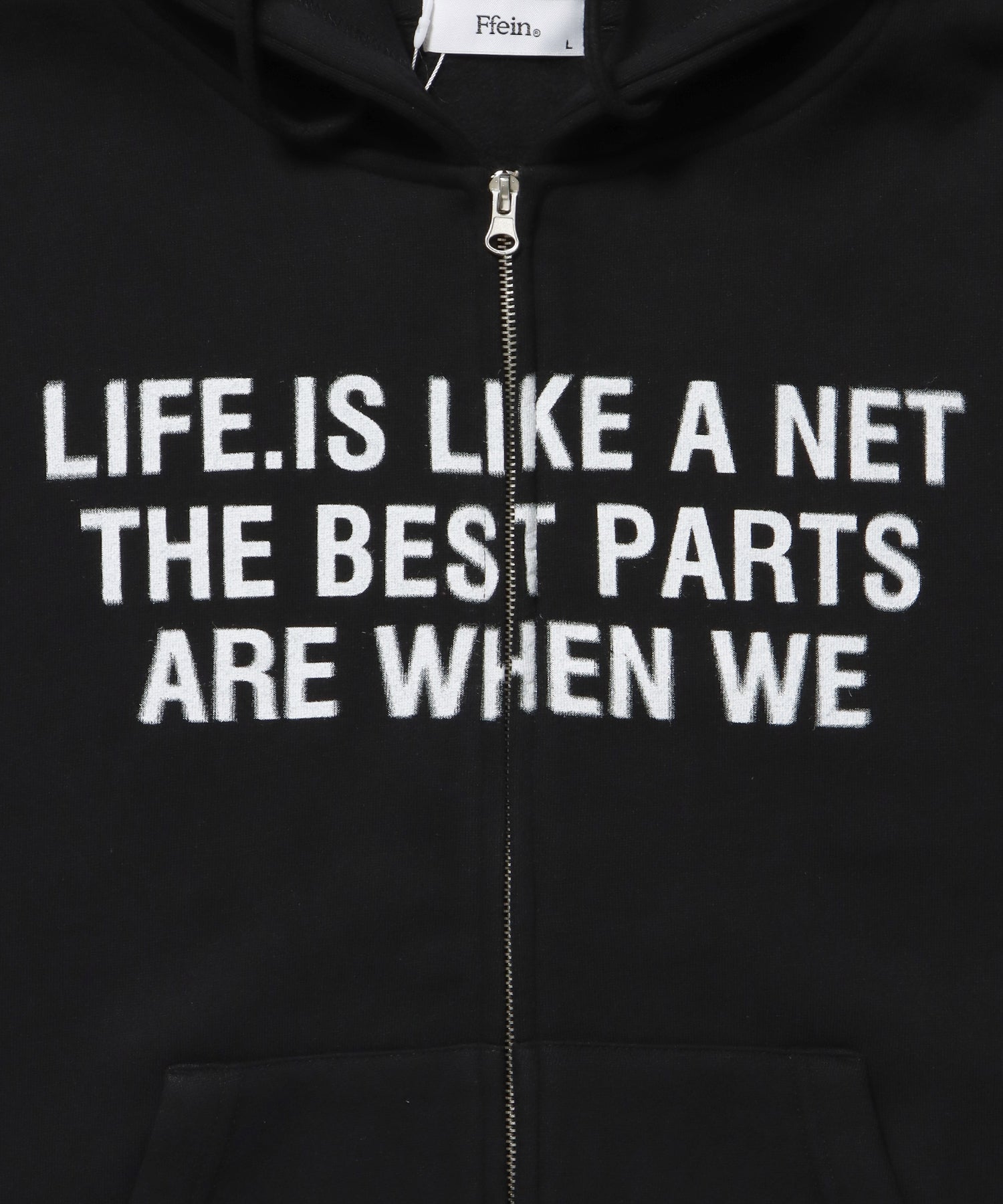 ヘビーウエイトぼかしロゴジップパーカー / パーカー 裏起毛 ジップ 刺繍 ロゴ フーディ ダブルジップ ブラック