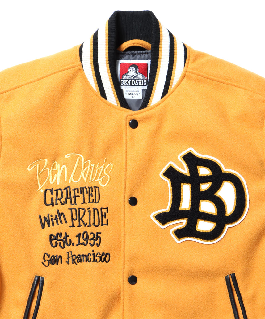 BD STADIUM JACKET / 刺繍 ワッペン OLD オーバーサイズ レトロ アメカジ スケーター 90年代 オレンジ