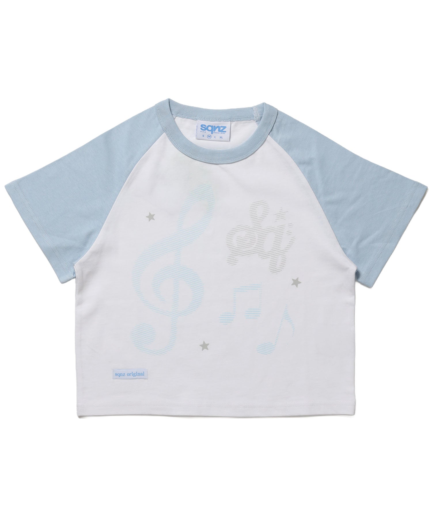 ※WEB限定 / プリントピチTシャツ / 配色ラグラン半袖Tシャツ / sqnz treble clef pt tee ライトブルー