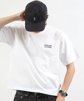 ワンポイント刺繍ショート丈Tシャツ / Tシャツ 短丈 クルーネック 半袖 刺繍 ワンポイント ホワイト
