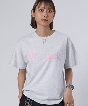 ユニバーサルロゴショート丈Tシャツ/ Tシャツ クルーネック 半袖 プリント 刺繍 チェック 【短丈】 アッシュグレー