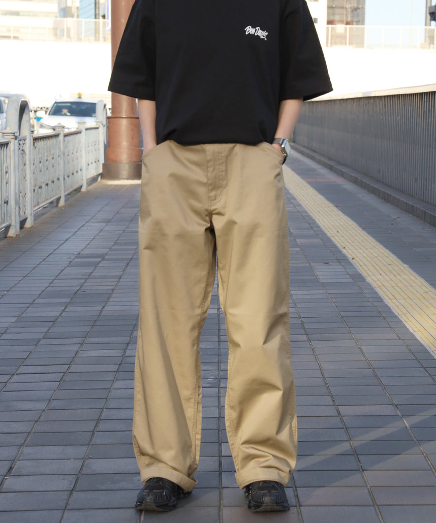 BA01 LITE WORK PANTS / パンツ ボトムス カーブ ワイド ワンポイント ツイル ベージュ